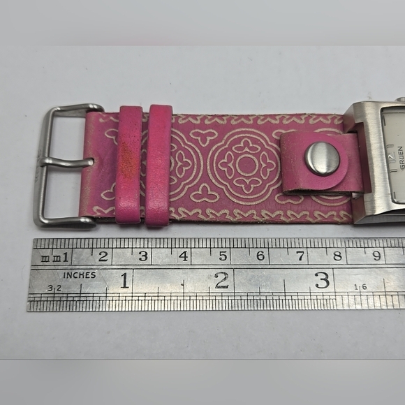 Womens Gruen Silver Quartz Watch Pink Relic Floral Mandela Band New Battery - Picture 8 of 10